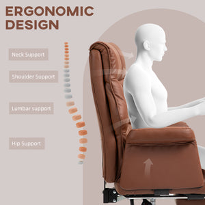 English Elm Homcom Ergonomic Executive Office Chair With Footrest, Pu Leather, Adjustable Recline & Swivel Design W2225P250009