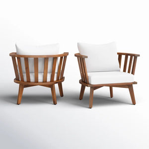 English Elm Christopher Knight Home® - Set of 2 Acacia Wood Outdoor Club Chairs with Waterproof Cushions, Deep Seating, 400lb Capacity 64851.00WHI-2