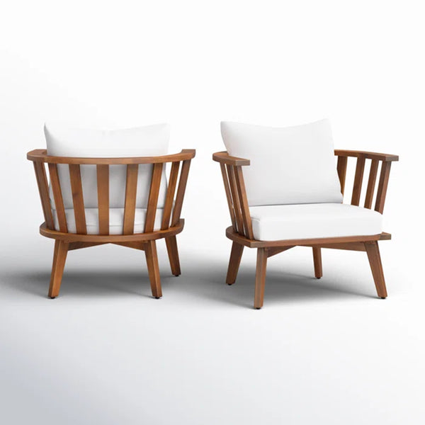 English Elm Christopher Knight Home® - Set of 2 Acacia Wood Outdoor Club Chairs with Waterproof Cushions, Deep Seating, 400lb Capacity 64851.00WHI-2