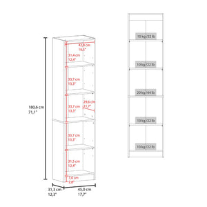 English Elm Butte Tall Two-tone Oak Bookcase with Concealed Doors and Open Shelves for Home Office B097P480465