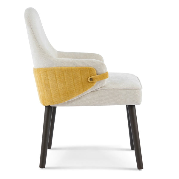English Elm Indoor Two-tone Fabric Armchair Set Curved Back Ergonomic Dining Accent Seating Beige,Yellow N779P370716B