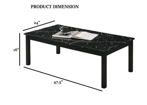 English Elm Contemporary 3-Piece Table Set With Faux Marble Top & Solid Wood Legs - Stylish Living Room Decor B2741P391801