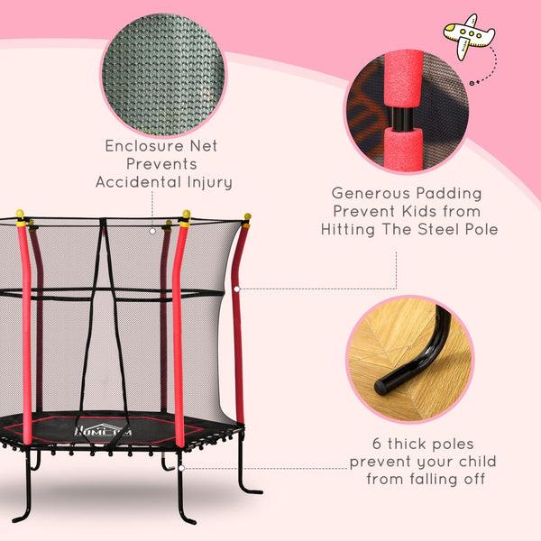 English Elm Soozier Kids Trampoline Spring Free Bungee Design with Safety Enclosure Net Indoor Outdoor W2225P217340