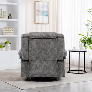 English Elm Swivel Recliner Chair with 8-Point Massage, Lumbar Heat, 360° Swivel, Rocking, USB & Cup Holders Grey W1403P172912