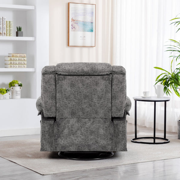 English Elm Swivel Recliner Chair with 8-Point Massage, Lumbar Heat, 360° Swivel, Rocking, USB & Cup Holders Grey W1403P172912
