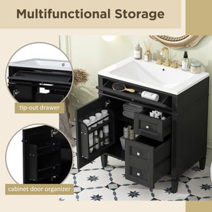English Elm 30'' Modern Bathroom Vanity With Sink, Stylish Storage Cabinet & Tip-Out Drawer For Organized Elegance SW000122AAB-2