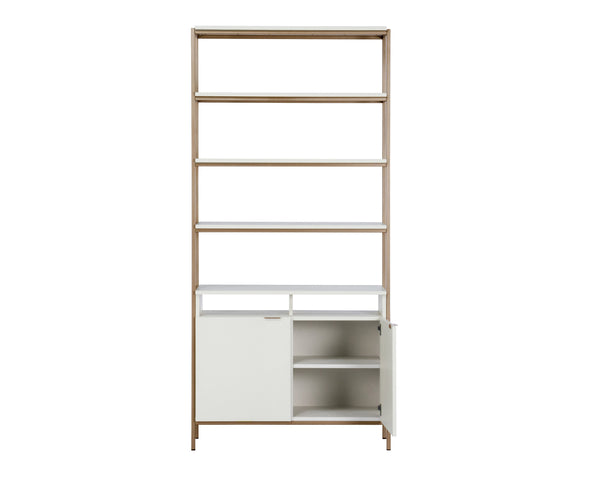 Sunpan Ambrose Modular Bookcase - Modern Oak Design with Elegant Iron Frame, Perfect for Any Space Large - 39.25W x 16.5D x 82.75H