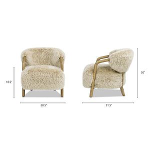 English Elm Becker Solid Oak Genuine Sheepskin Accent Armchair Rustic Farmhouse Living Room B2719P277874