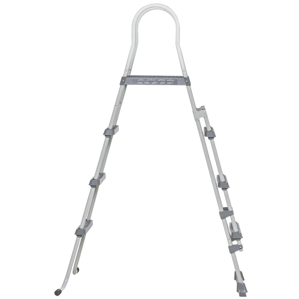 English Elm Outsunny A-frame Above Ground Pool Ladder with Platform Galvanized Steel 48 Inch W2225P200795