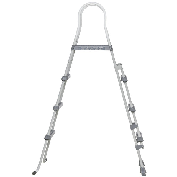 English Elm Outsunny A-frame Above Ground Pool Ladder with Platform Galvanized Steel 48 Inch W2225P200795