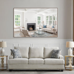 English Elm Oversized Aluminum Framed 72x48-Inch Full Length Mirror with Removable Tray and Dual Mounting Options Yellow+Coral W708P297638