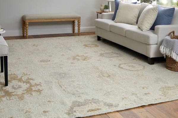 Feizy Rugs Grafton Hand-knotted Wool Rug - Luxurious Floral Design With Rich Afghan Heritage For Any Space Tan,Ivory,Orange Wool Gft69f9flsv000f99