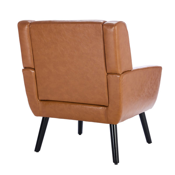 English Elm Modern Soft Leather Accent Chair with Ergonomic PU Upholstery, Solid Wood Black Legs, 250lb Capacity, Compact Living Room Seat W676P174742