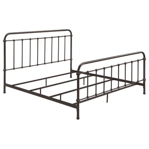 English Elm Olaleye Dark Bronze Metal Spindle Eastern King Bed Frame – Vintage Charm & Durable Design For Your Bedroom B062P353450