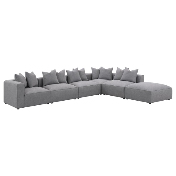 English Elm Jennifer Grey Square Upholstered Ottoman with Welt Detailing, Modern Grey Fabric, Comfortable Tight Seat, Durable Frame B062P344989