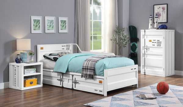 English Elm White 1-Door Chest Container-Lock Style with 5 Compartments, 4 Metal Shelves, Rugged Iron Storage (48"x28"x22") B062P209020