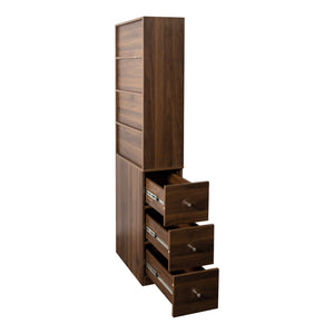 English Elm 70.87" H Modern Tall Storage Cabinet With 4 Open Shelves & 3 Drawers - Ideal For Living Room & Office W331P281206