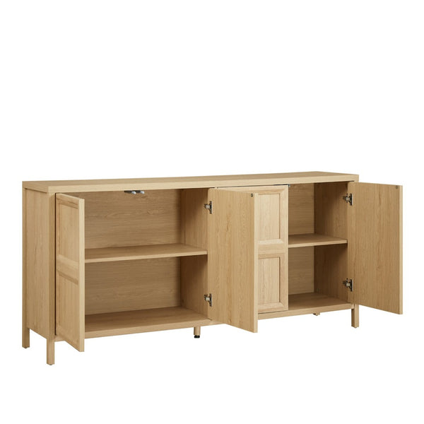 English Elm 67'' Scandinavian Oak Sideboard with Touch Latch Doors Soft Close Hinges Living Room Storage Oak W1820P420817