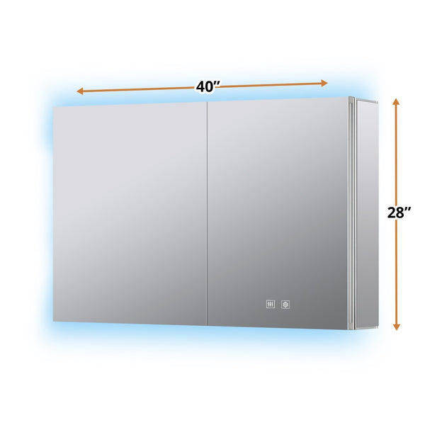 English Elm Corsica Double Door Led Medicine Cabinet with Defogger Aluminum Frame Spa Bath B2731P477802