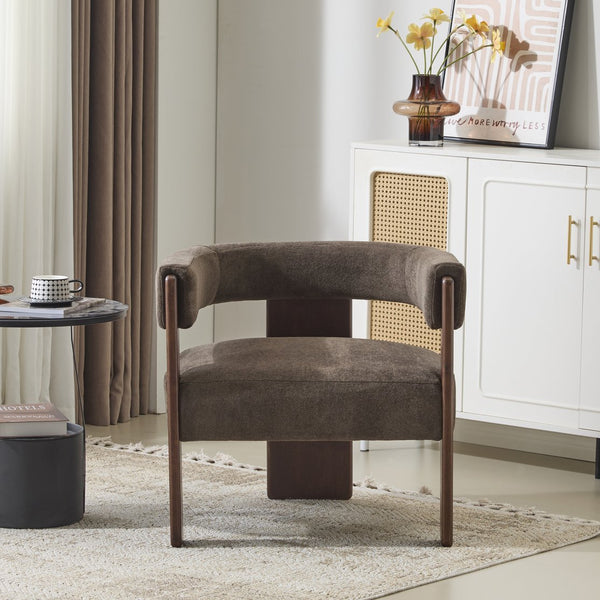 English Elm Christopher Knight Home® - Modern Velvet Upholstered Accent Arm chair with Barrel Back Design, Luxurious Velvet Comfort & Curved Legs Dark Brown,Walnut 29.5 L x 25.5 W x 14.5 H N776P205886D