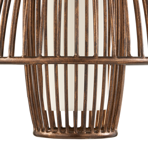 Benjiro Chandelier - Mid-Century Modern Steel Design with Off-White Shades & Adjustable Height Feature