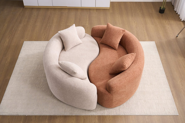 English Elm LY-042 Zen-Inspired S-Curved Dual-Depth Loveseat with Chenille Upholstery, Ready-to-Use Comfort Beige W2231P329716