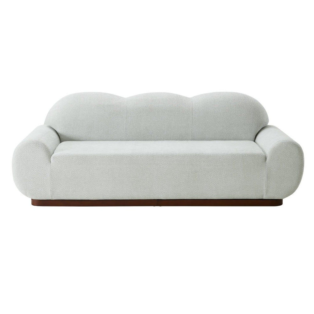 English Elm 88 In. Curved Cloud Sofa Chenille Upholstered 3 Seat Living Room Couch Walnut Legs Light Green N773IS00095G