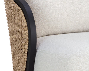 Sunpan Bora Swivel Lounge Chair - Elegant Outdoor Seating with Moisture-Repellent Cream Boucle Fabric