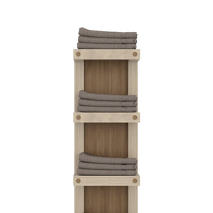 English Elm Natural Oak Slim 5-Tier Wall Towel Rack with Shelf — Space-Saving Vertical Organizer for Small Baths B062P389909