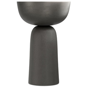English Elm Hughes Cast Aluminum Side Table - Hand-Finished Black Nickel Tulip Design, Versatile 23.6" Height B136P239034