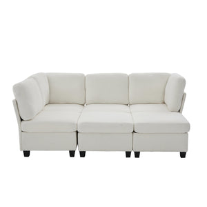 English Elm UNITED Modular 6-Seat Sectional Sofa with Removable Ottoman, Storage Compartments, Convertible Comfort Beige W1568S00242