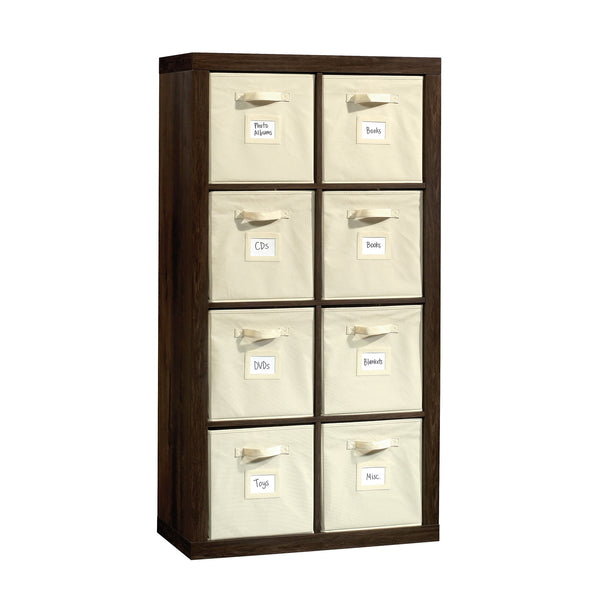 English Elm 8-Cube Organizer Brown finish - 8-Compartment Engineered Wood Storage with Removable Bins, 31"x15"x58" B356P402702