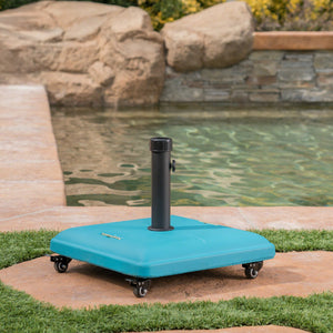 English Elm Christopher Knight Home® - WHEELIE Concrete Umbrella Base Square with Stainless Steel Handle, Fits Up to 11ft Umbrellas, Durable Teal 60453.00TEL