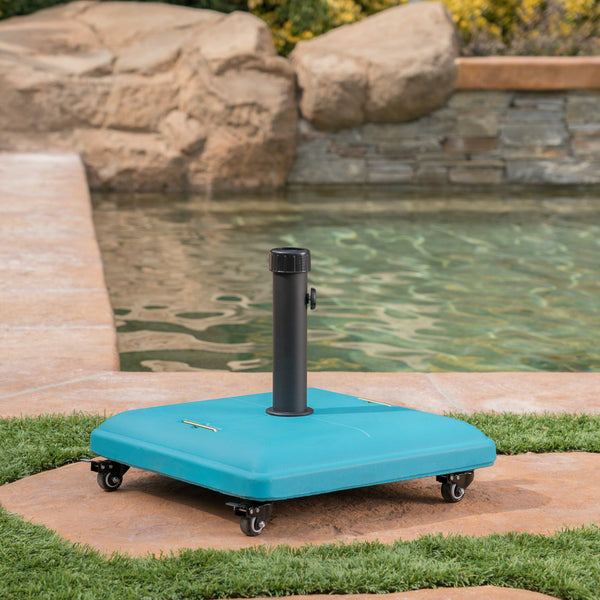 English Elm Christopher Knight Home® - WHEELIE Concrete Umbrella Base Square with Stainless Steel Handle, Fits Up to 11ft Umbrellas, Durable Teal 60453.00TEL