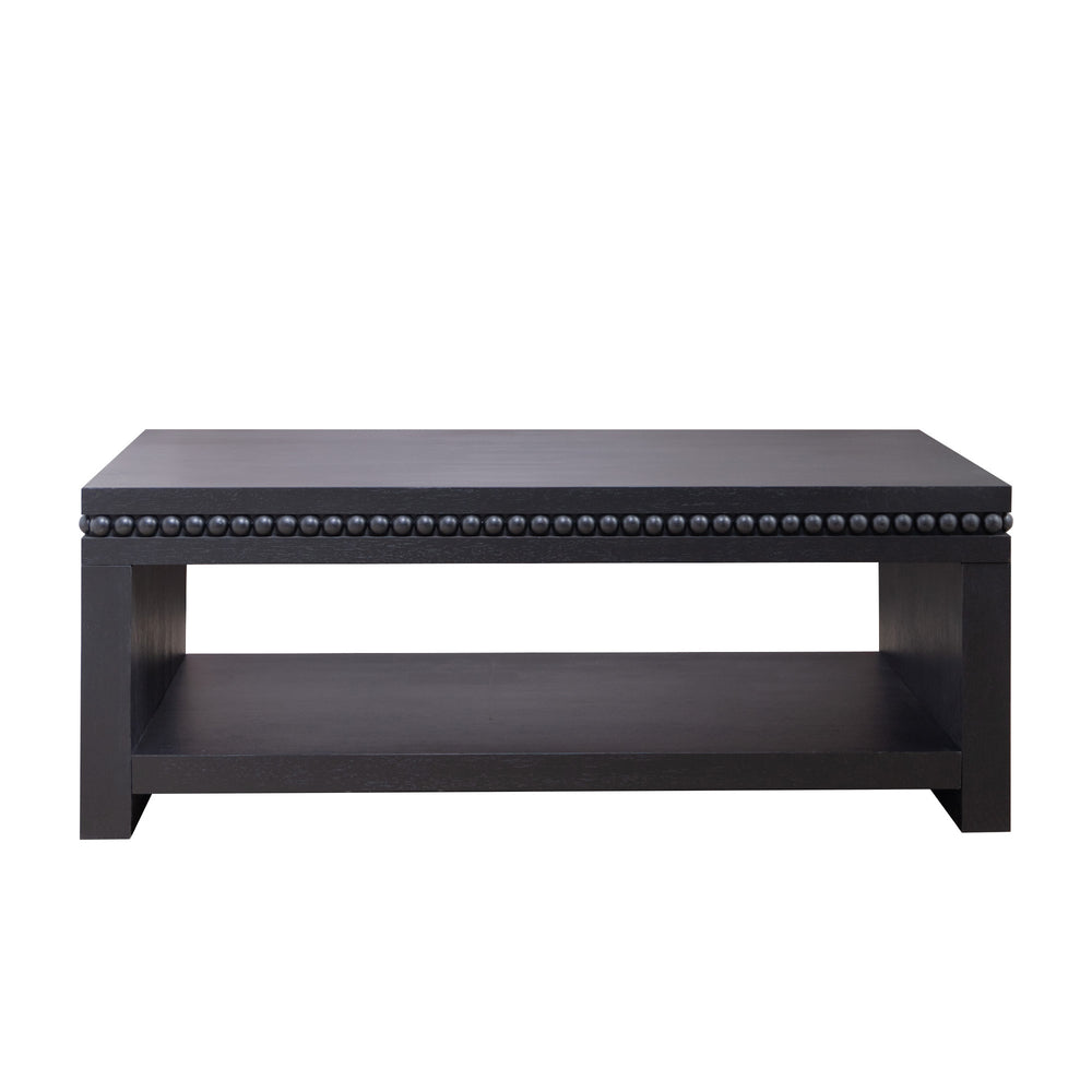 English Elm Modern Black Coffee Table With Beaded Trim – 52" Stylish Storage Solution For Contemporary Living Spaces W2729P298165