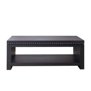 English Elm Modern Black Coffee Table With Beaded Trim – 52" Stylish Storage Solution For Contemporary Living Spaces W2729P298165