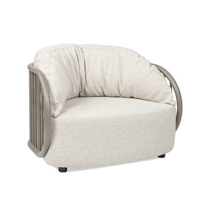 English Elm Jennifer Taylor Home - Harper Barrel Upholstered Patio Armchair 42.5" Oat Beige Olefin - Plush Cushioned, Aluminum Frame, Weather-Resistant B2719P245974
