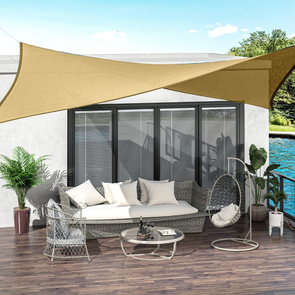 English Elm Outsunny 13' X 20' Rectangle Sun Shade Sail Canopy For Patios, Decks & Pools - Uv Protection Included W2225P200912-GIGA
