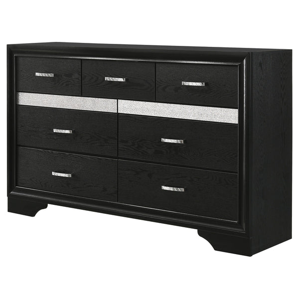 English Elm Annie 9-Drawer Dresser With Crystal-Like Fronts & Soft Wood-Grain Finish For Glamorous Bedrooms B062P378344