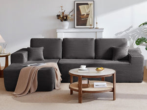 English Elm 104" Modular Cloud Sectional Plush Corduroy Deep Seat Sofa for Living Rooms W3975S00045
