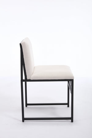 English Elm Modern Upholstered Dining Chairs Set of 2 with Linen-Like Fabric, High-Resilience Foam and Metal Frame Elegant Comfort Ivory W1249P257008