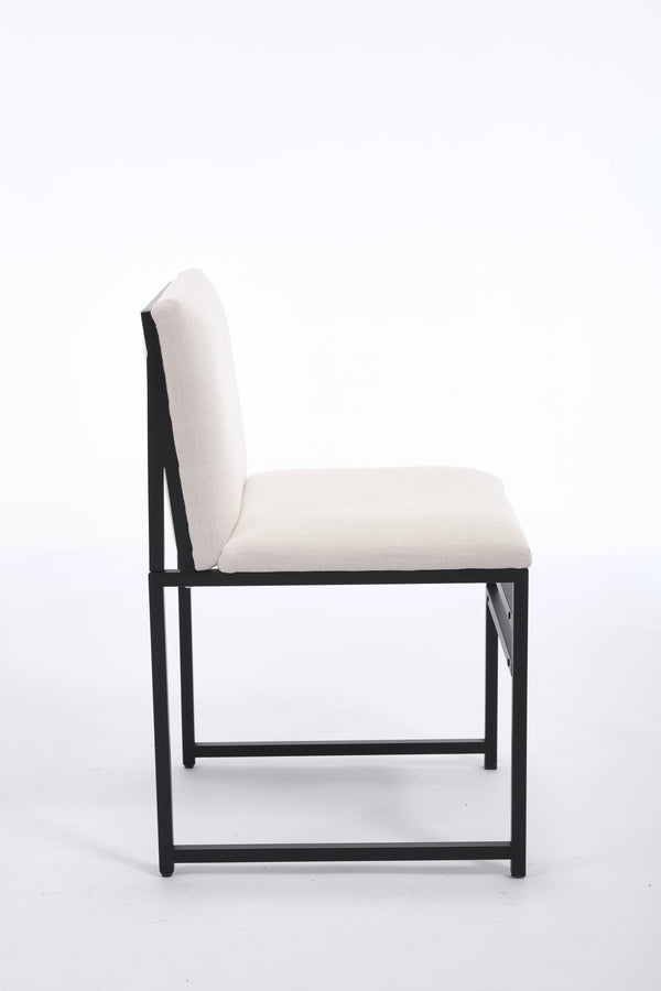 English Elm Modern Upholstered Dining Chairs Set of 2 with Linen-Like Fabric, High-Resilience Foam and Metal Frame Elegant Comfort Ivory W1249P257008