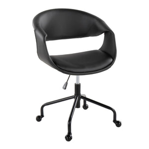 English Elm Task Chair with Chrome Five Star Base Grey Fabric Seat for Modern Home Office Use Black B202P474189