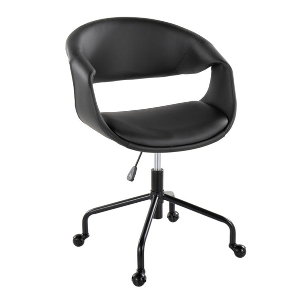 English Elm Task Chair with Chrome Five Star Base Grey Fabric Seat for Modern Home Office Use Black B202P474189