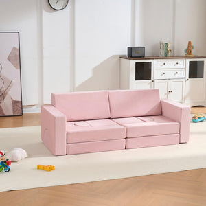 English Elm 14 Piece Modular Foam Play Couch Building Set for Toddlers Playroom Bedroom Pink W3523P450225