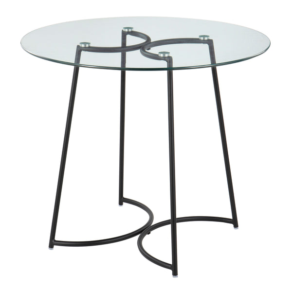 English Elm Cece Modern Round Glass Dinette Table In Black Steel - Stylish & Durable Seating For Four B202S01100