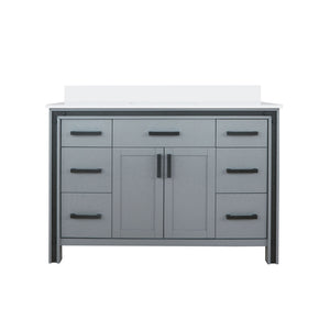 English Elm Dark Grey Bath Vanity 48" W X 22" D With White Quartz Top, Solid Wood, Soft-Close Storage Solution B2731P260605