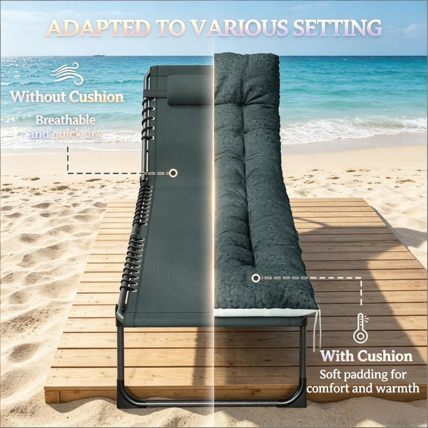 English Elm Adjustable Outdoor Chaise Lounge Set with Mesh Fabric Steel Frame and Removable Cushions Gray T3971P506031
