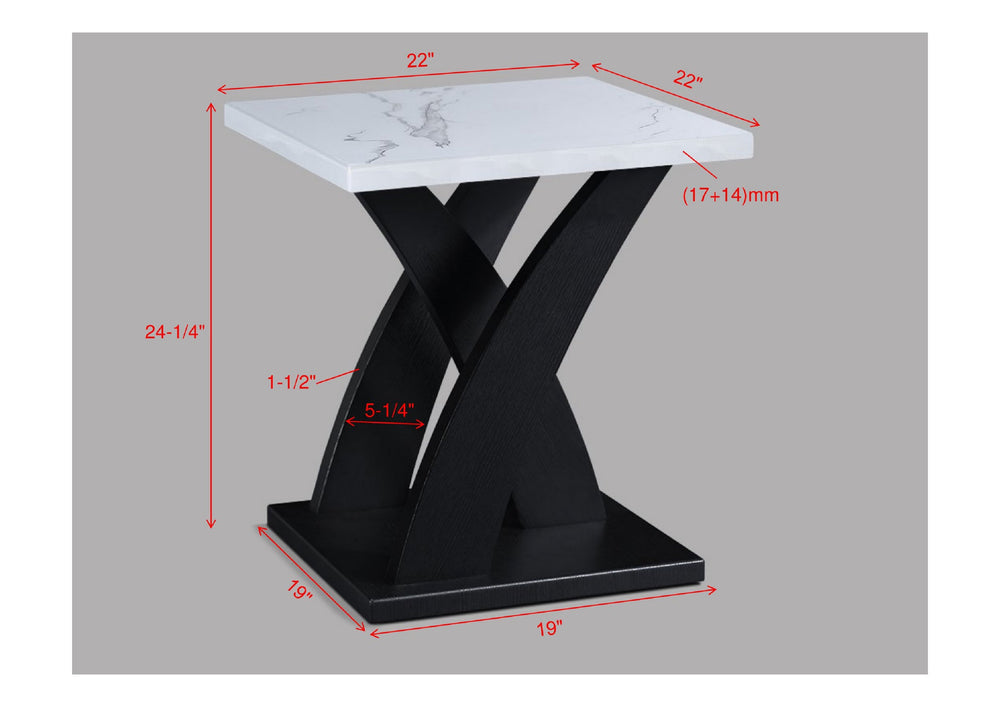 English Elm Modern 3-Piece Cocktail Table Set with Faux Marble Top, White & Black Accents, Coffee + 2 End Tables, Stylish Living Room Furniture B011P244310