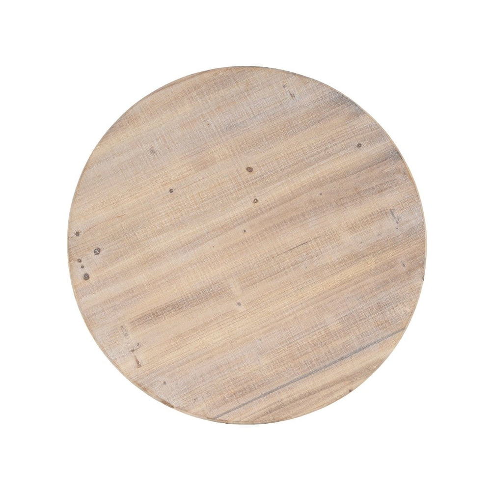 English Elm Accent Pedestal Table Solid Wood Top Antique White Base Round Farmhouse Living Room N772P287832B